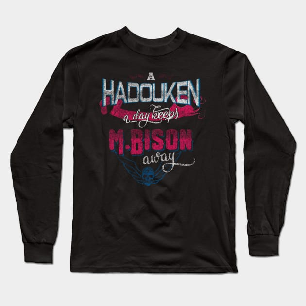 A Hadouken A Day Keeps M.Bison Away | Grunge Edition Long Sleeve T-Shirt by manoystee